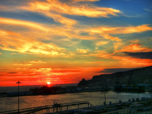 Winter Sunset On The Harbour Of AlmerÃa