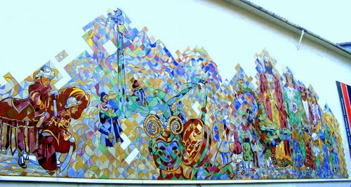 Mural Representativo De La Patum, La Fiestra Tradicional Mas Antigua De España. Berga, Barcelona