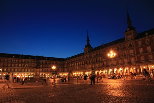 Madrid, Plaza Mayor At Night
