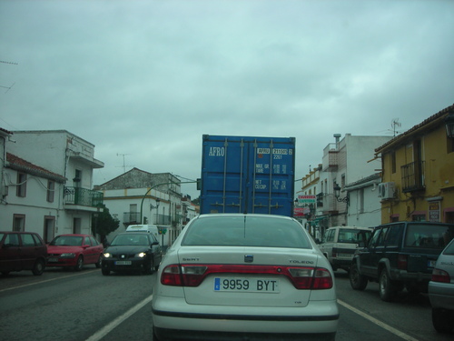 Santa Olalla De Cala. Nacional 630 A Su Paso Por La Localidad. Tráfico Intenso Antes De Que Se Inaugurara El Tramo De AutovÃa En Febrero De 2008